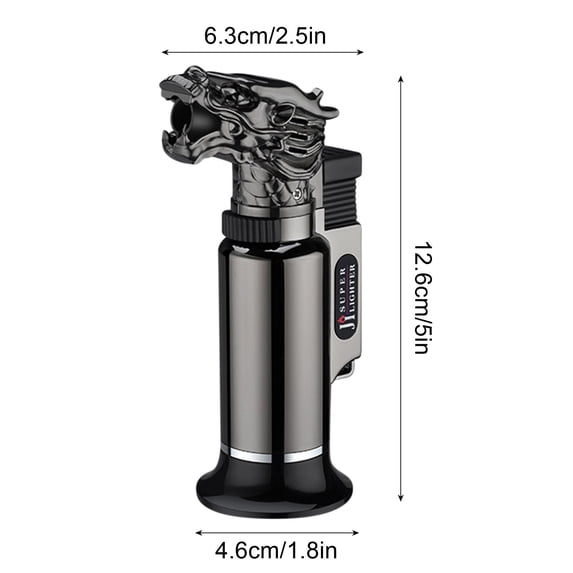 Momihoom Dragon Head Design Refillable Butane Torch Lighter, Adjustable Flame Windproof Lighter for Cooking, Camping, and Everyday Use