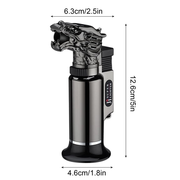 Momihoom Dragon Head Design Refillable Butane Torch Lighter, Adjustable Flame Windproof Lighter for Cooking, Camping, and Everyday Use