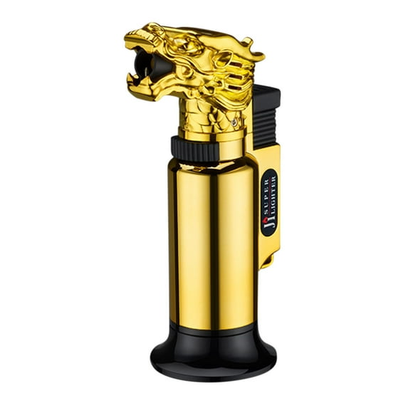 Momihoom Dragon Head Design Refillable Butane Torch Lighter, Adjustable Flame Windproof Lighter for Cooking, Camping, and Everyday Use