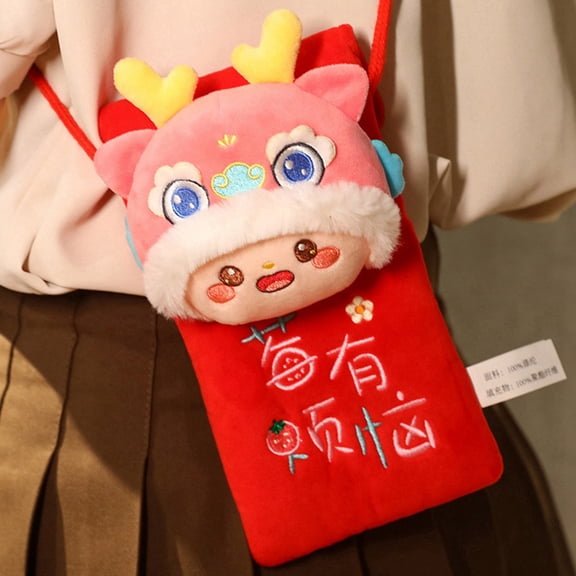 Momihoom Dragon Year Red Envelope Dragon Doll Shoulder Bag Plush Toy Annual Meeting New Year Gift