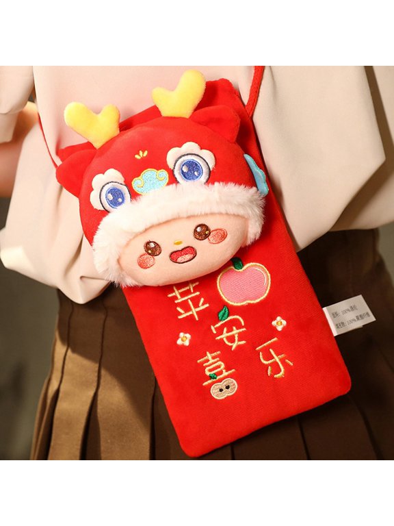 Momihoom Dragon Year Red Envelope Dragon Doll Shoulder Bag Plush Toy Annual Meeting New Year Gift