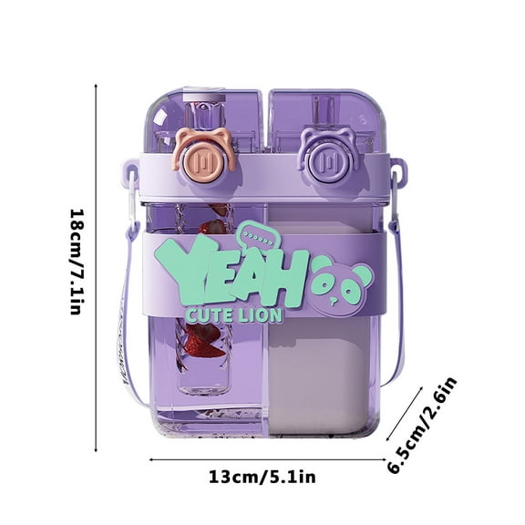 Momihoom Dual-Chamber All-in-One Water Bottle with Snack Compartment, Cute Portable Drink Container for Kids & On-the-Go Use