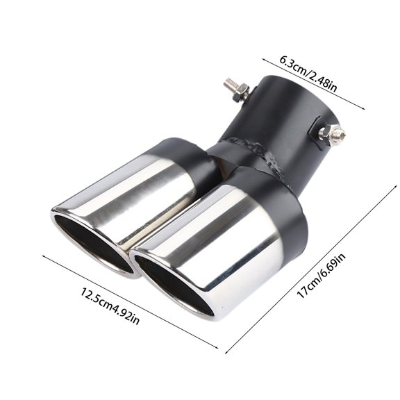 Momihoom Dual Outlet Stainless Steel Exhaust Tip Cover, Sporty Tailpipe Decoration for Vehicle Customization