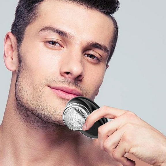 Momihoom Electric Mini Travel Shaver for Men - Pocket Size Washable Electronic Razor - Mens Rechargeable Portable Cordless Shaving Face Beard - Wet & Dry Rotary Electrical Shave