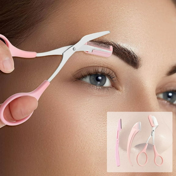 Momihoom Eyebrow Grooming Kit: Eyebrow Trimmer Scissors with Comb, Crescent & Leaf-Shaped Eyebrow Razors | Precision Brow Trimming for Women | Beauty Tools for Perfect Eyebrow Shaping