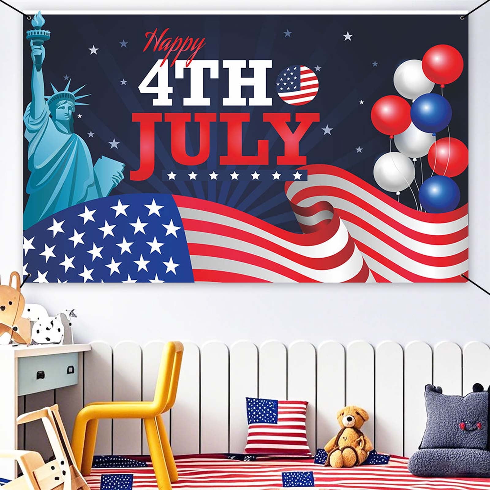 Momihoom Fabric Independence Day Photo Backdrop 4th of July Party ...