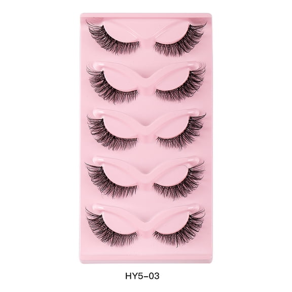 Momihoom False Lashes Natural Look Fake Eyelashes Cat Eye Lashes Clear Band False Eyelashes Faux Mink Lashes Pack Fairy Eyelashes Fluffy Fox Winged Strip Volume Drama Cross Eye Lashes