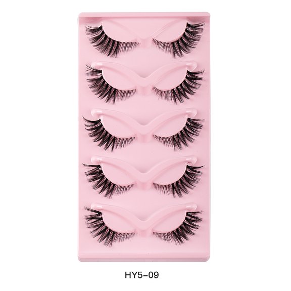 Momihoom False Lashes Natural Look Fake Eyelashes Cat Eye Lashes Clear Band False Eyelashes Faux Mink Lashes Pack Fairy Eyelashes Fluffy Fox Winged Strip Volume Drama Cross Eye Lashes
