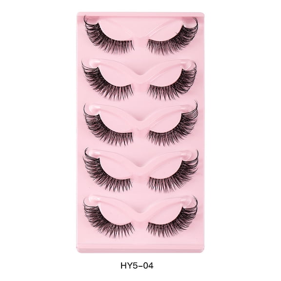 Momihoom False Lashes Natural Look Fake Eyelashes Cat Eye Lashes Clear Band False Eyelashes Faux Mink Lashes Pack Fairy Eyelashes Fluffy Fox Winged Strip Volume Drama Cross Eye Lashes