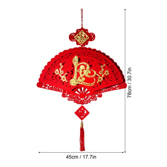 Momihoom Festive Fan-Shaped Fu Character Hanging Decor, Traditional Chinese Ornament for Lunar New Year and Home Celebrations