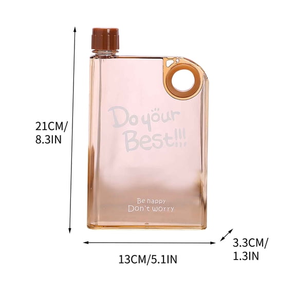 Momihoom Flat Notebook Style Water Bottle with Motivational Quotes, Portable Reusable Hydration Container for On-the-Go Use