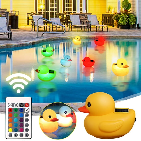 Momihoom Floating Pool Lights Ducks Solar Powered, Glow in The Dark LED Solar Pool Lights That Float, Waterproof Duck Floating Lights for Pool Bath Spa Patio Wedding Party Christmas Decor