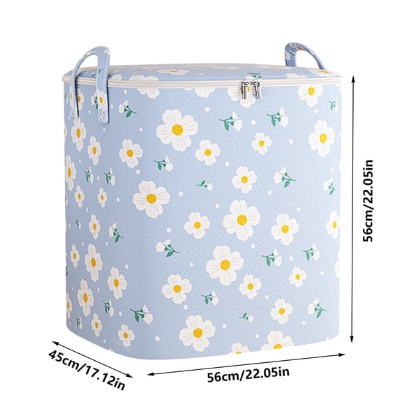 Momihoom Floral Print Zippered Storage Bin with Handles, Collapsible Organizer for Laundry, Toys, and Home Essentials