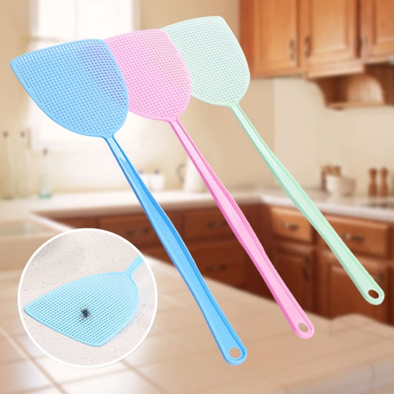 Momihoom Fly Swatter, 3 Pack Manual Pest Control Colorful Plastic with Durable Long Handle House Wife Helper