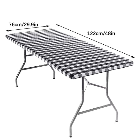 Momihoom Foldable Rectangular Table with Checkered Tablecloth, Portable Outdoor Dining Table for Parties, Picnics, and Camping