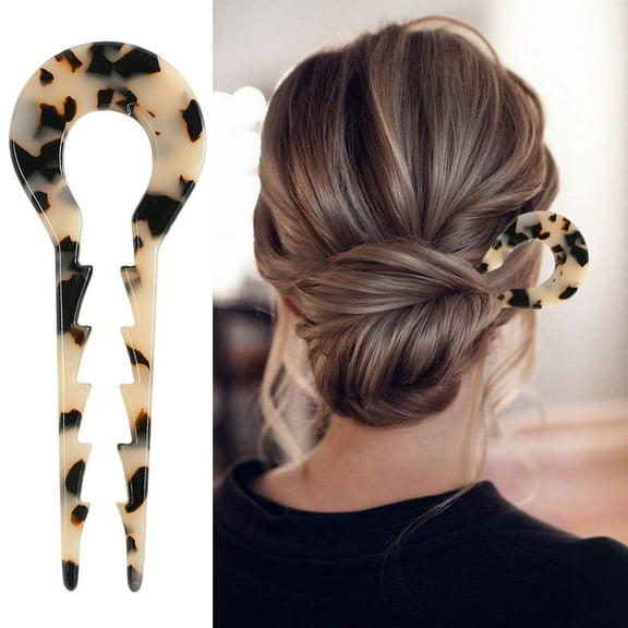 Momihoom French Hair Pins Tortoise Shell French Hair Forks U Shaped French Pins Prong Hair Sticks Acetate Chignon Pin for Women Hairstyle Accessories