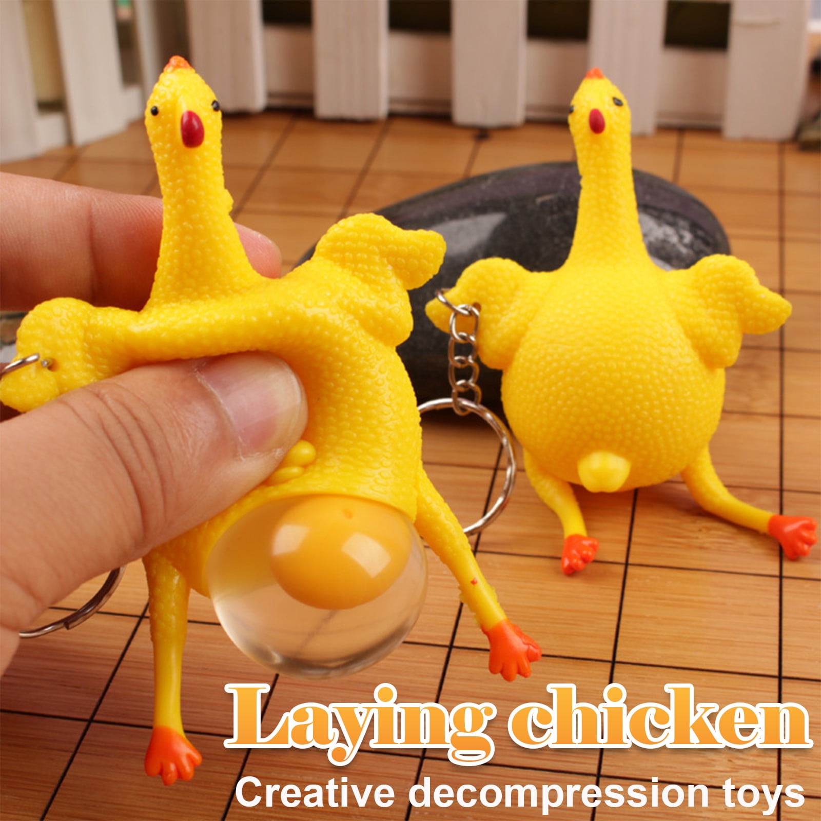 spielzeug huhn das eier legt Momihoom Funny Rubber Chicken Keychain Novelty Laying Egg Chicken Toys