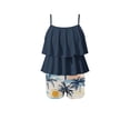 thumbnail image 1 of Momihoom Girls' Ruffled Two-Piece Swimsuit with Tropical Beach Print, Flowy Tank Top and Shorts Set for Beach and Pool Days, 1 of 7