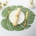 thumbnail image 1 of Momihoom Green Leaf Shaped Vinyl Placemats for Dinner Table Metallic Plastic Place Mats Wipeable Table Mats for Wedding Annersary Dinner Table Decoration Mats, 1 of 6