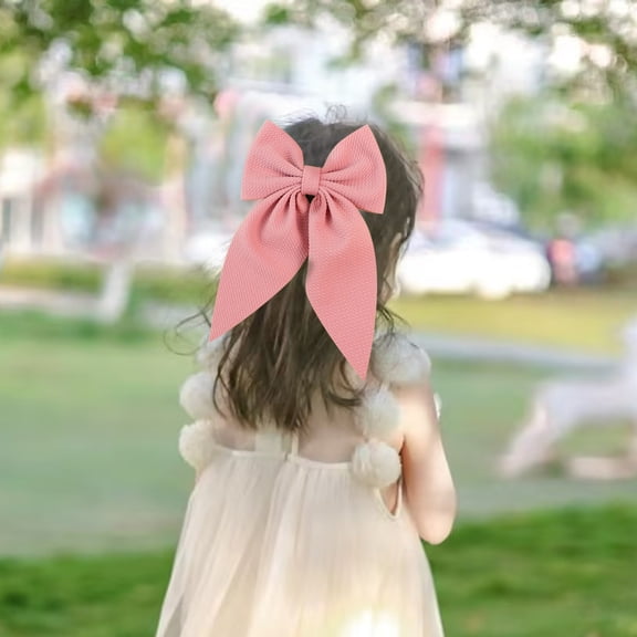 Momihoom Hair Clip - Big Hair Bow in Yellow Satin with Long Tail - Cute Hair Ribbon - French Hair Barrettes for Any Occasion