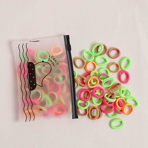 Momihoom Hair Ties Elastics Hair bands Black Colorful Small Rubber Bands Ponytail Pigtails Holders Not Harm to Hair
