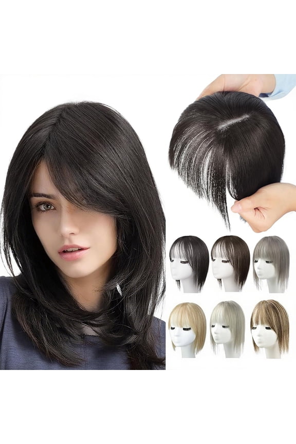 Momihoom Hairpieces Topper Heat Friendly Synthetic Fiber Clip In 1 Piece Volumizer Monofilament 6.5”x2.25" Base Cover Thinning Back Head