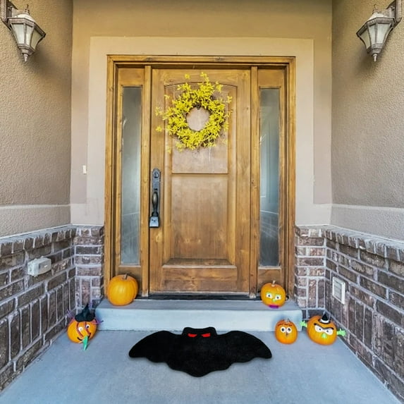 Momihoom Halloween Bats Bathroom Rug Black Gothic Goth Gifts Room Decorations Spooky Witch Witchy Home Batman Cute Mats for Kitchen Bedroom Addams Family Decor