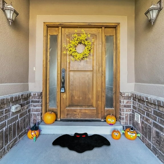 Momihoom Halloween Bats Bathroom Rug Black Gothic Goth Gifts Room Decorations Spooky Witch Witchy Home Batman Cute Mats for Kitchen Bedroom Addams Family Decor