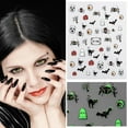 thumbnail image 1 of Momihoom Halloween Nails Art Stickers Pumpkin Nail Art Luminous Stickers Decals Cute Ghost with Skull and Cat Design Mixed Pattern 3D Self Adhesive Decals Nail Art Decoration Charms, 1 of 6