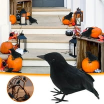 Momihoom Halloween Realistic Artificial Crows Fake Feather Birds Ravens for Christmas Party Props Supplies Decorations Crow Model Halloween Birds Scary Ravens Halloween Decorations