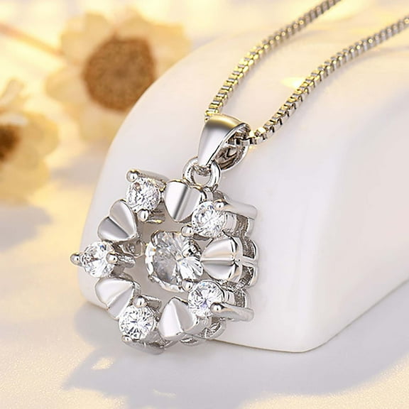 Momihoom Heart & Pear Dancing Gemstone Necklace for Women Sterling Silver & Pure Brilliance Zirconia