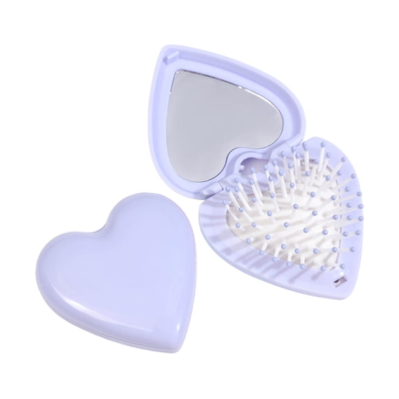 Momihoom Heart Shape Mini Hair Brush for Purse Travel Folding Pocket Mirror Foldable Comb