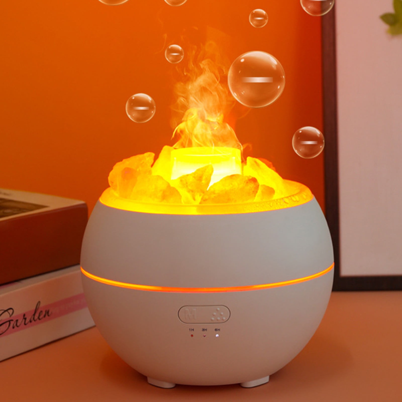 Momihoom Himalayan Salt Stone LED Ambient Light Humidifier, Flame Light ...