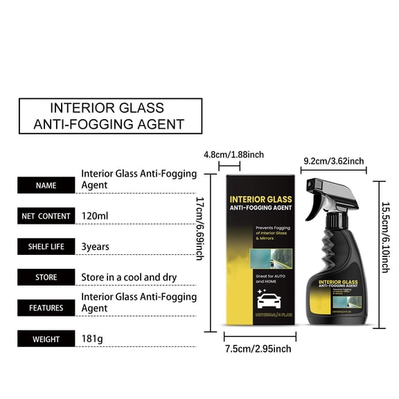 Momihoom Interior Glass Anti-Fog Spray, Long-Lasting Coating for Car Windshield and Mirrors