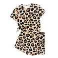 thumbnail image 1 of Momihoom Kids Leopard Print Short Sleeve Top and Shorts Two-Piece Set, Casual Loungewear for Daily Wear and Sleep, 1 of 8