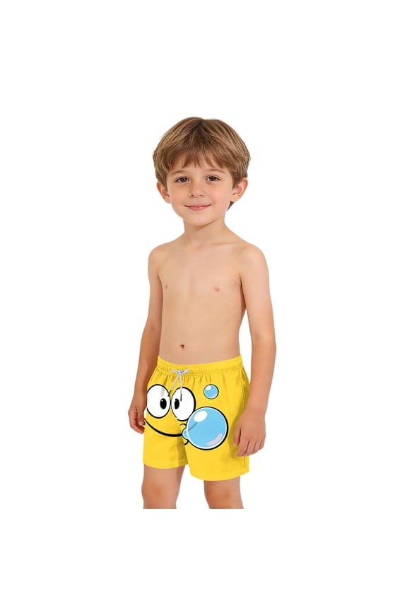 Momihoom Kids' Playful Cartoon Bubble-Blowing Print Drawstring Shorts, Lightweight Summer Casual Shorts for Boys and Girls