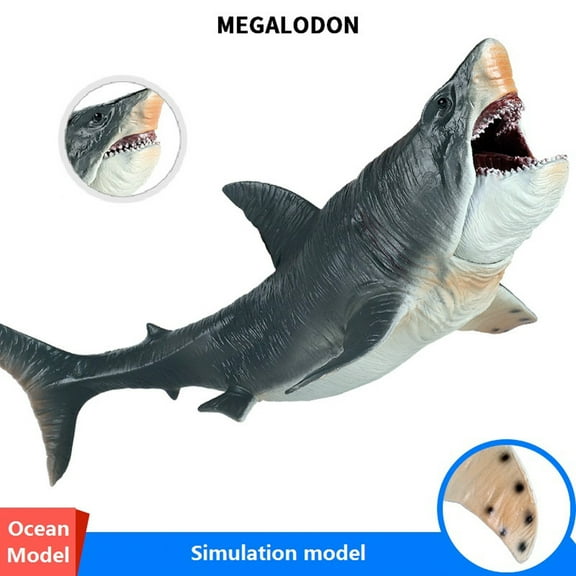 Momihoom Large Shark Toys Megalodon , Realistic Shark Toy Figures, Megalodon Shark Figurine, Large Deep Sea Creature Plastic Hand-Painted Animal Model Playset