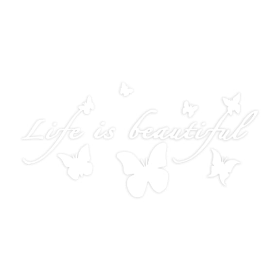 Momihoom "Life is Beautiful" Inspirational Wall Decal with Butterfly Accents, Motivational Quote Sticker for Home, Office & Bedroom Decor