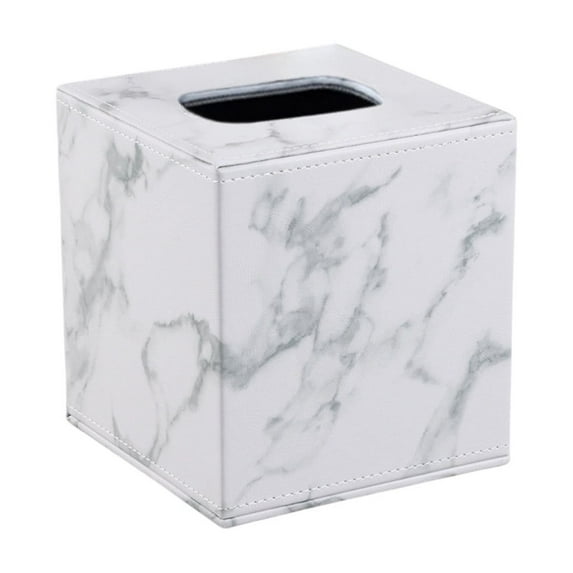 Momihoom Marble Pattern PU Leather Tissue Box Cover for Home Organization