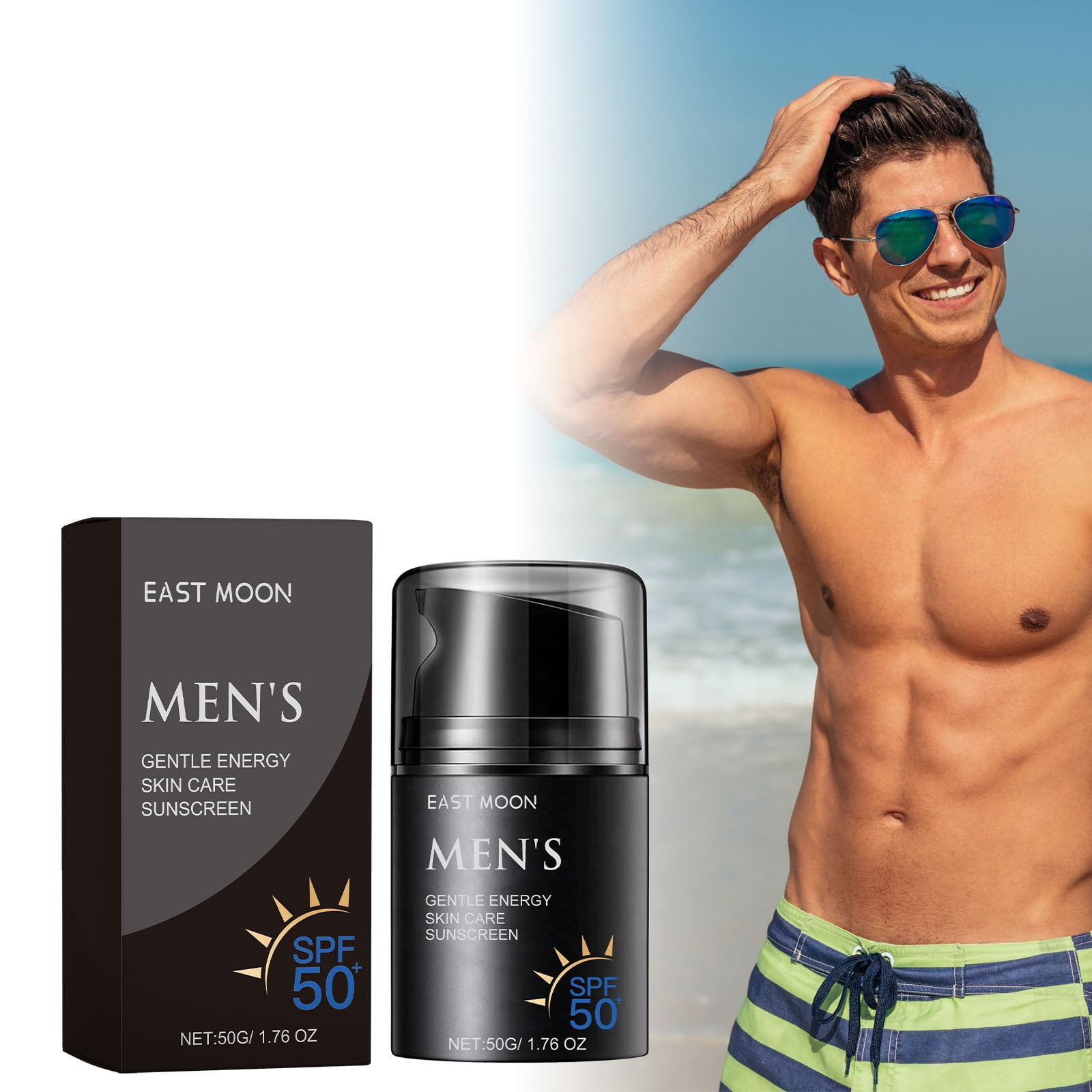 Momihoom Men's Facial Lotion with Sunscreen SPF 50+, 1.76 oz, OilFree