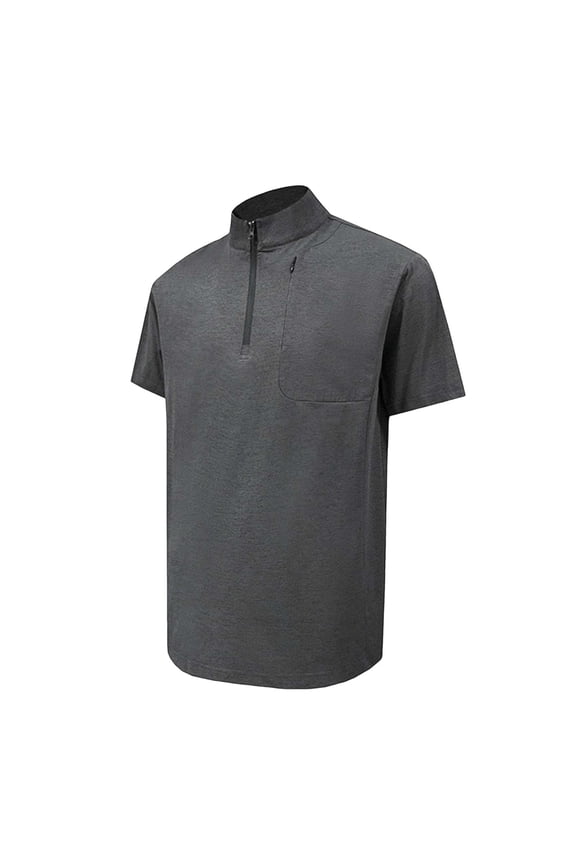 Momihoom Men's Quarter Zip Short Sleeve Shirt with Zippered Chest Pocket, Performance Activewear Top