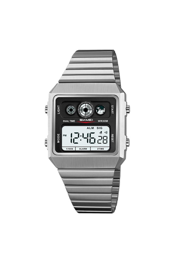 Momihoom Men's SKMEI Multifunctional Digital Sport Watch with Stainless Steel Bracelet and LED Light