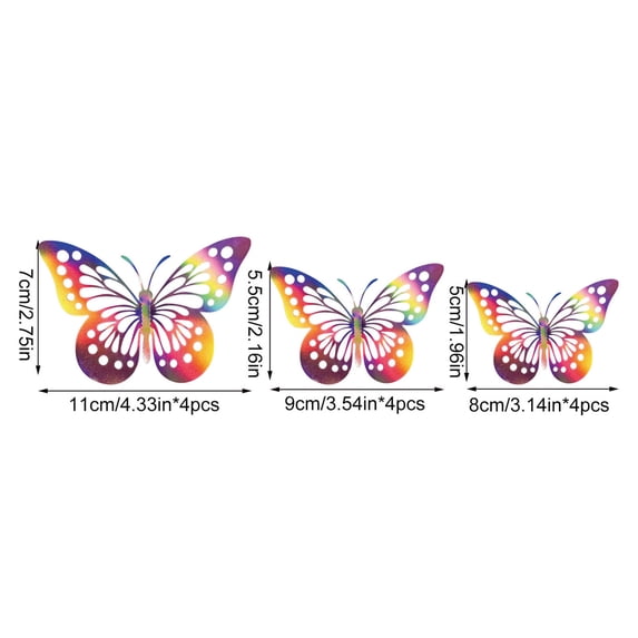 Momihoom Metallic Rainbow Butterfly Wall Decals, Easy Peel and Stick for Home Decor, Fridge, and Laptop
