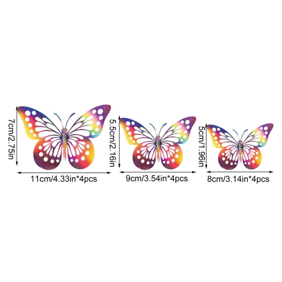 Momihoom Metallic Rainbow Butterfly Wall Decals, Easy Peel and Stick for Home Decor, Fridge, and Laptop