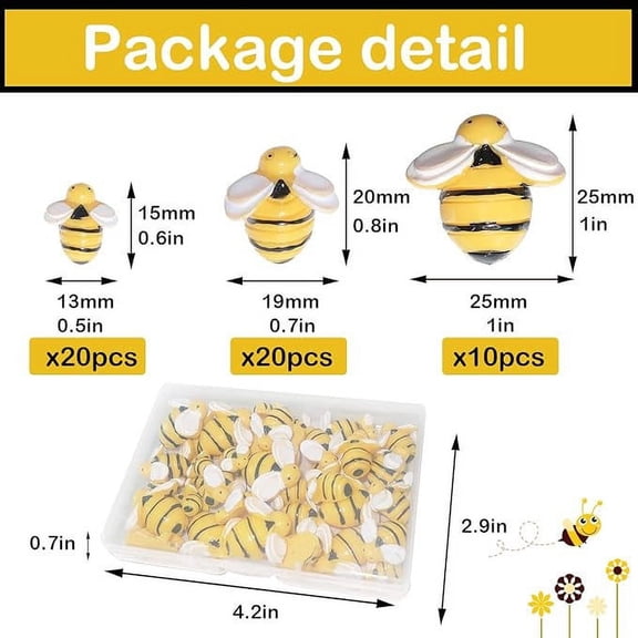 Momihoom Miniature Plastic Resin Bees, Cute Small Bee Decorations for Party and Crafting