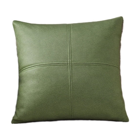 Momihoom Modern Cross-Stitched Faux Leather Throw Pillow Cover, Decorative Accent for Couch, Bed & Living Room