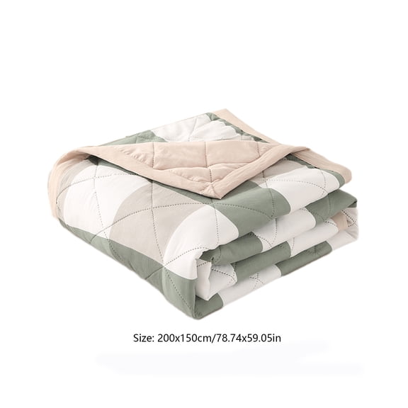 Momihoom Modern Grid Pattern Reversible Quilted Throw Blanket, Lightweight All-Season Bed Cover for Bedroom and Living Room