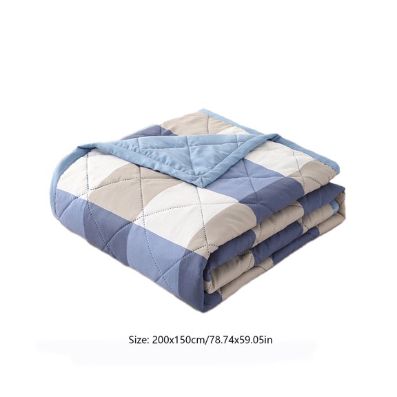 Momihoom Modern Grid Pattern Reversible Quilted Throw Blanket, Lightweight All-Season Bed Cover for Bedroom and Living Room