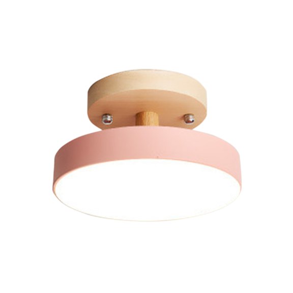 Momihoom Modern Minimalist LED Flush Mount Ceiling Light with Natural Wood Accent, Energy-Efficient Lighting Fixture for Hallway, Bedroom, and Entryway