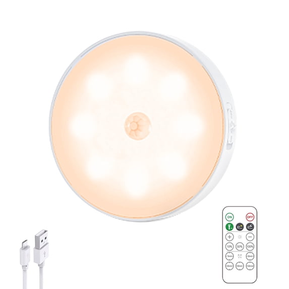 Momihoom Motion Activated LED Ceiling Light with Remote Control, USB Rechargeable Ambient Lighting for Closets, Hallways, and Bedrooms